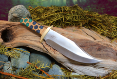 Bowie Knife, Handmade, Stainless Steel, Oak Handle, Honeycomb Resin Inlay, PNW Bowie