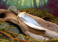 Bowie Knife, Handmade, Stainless Steel, Oak Handle, Honeycomb Resin Inlay, PNW Bowie