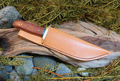 Bowie Knife, Handmade, Stainless Steel, Bubinga hardwood Handle, Blue Resin, Bubinga Bowie