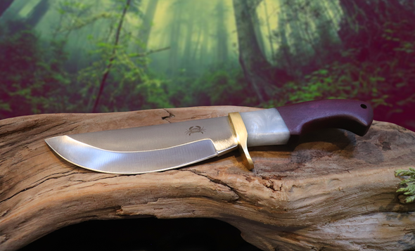 Big Belly Bowie, Purpleheart Hardwood, Bowie Knife, Handmade in USA, Stainless Steel, Bowie Knife