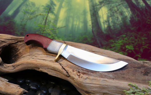 Big Belly Bowie, Purpleheart Hardwood, Bowie Knife, Handmade in USA, Stainless Steel, Bowie Knife