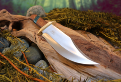 Bowie Knife, Handmade, Stainless Steel, Oak Handle, Blue Resin Inlay, Columbia River Bowie