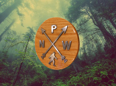 PNW Crossed Arrows Sign, Iconic PNW Sign, Handmade, Recycled metal, Solid Oak, Epoxy Resin